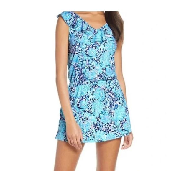 Lilly Pulitzer light Aqua Spritz Alessa romper - Picture 1 of 9